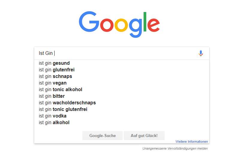 So oder so ähnlich sieht das aus, wenn man auf Google "Ist Gin_" eingibt. Wir beantworten diese spannenden Fragen.