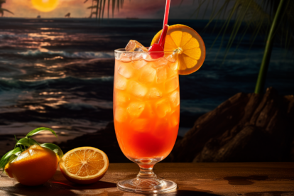 Der Hurricane, garniert mit Orange und Cocktail-Kirsche.