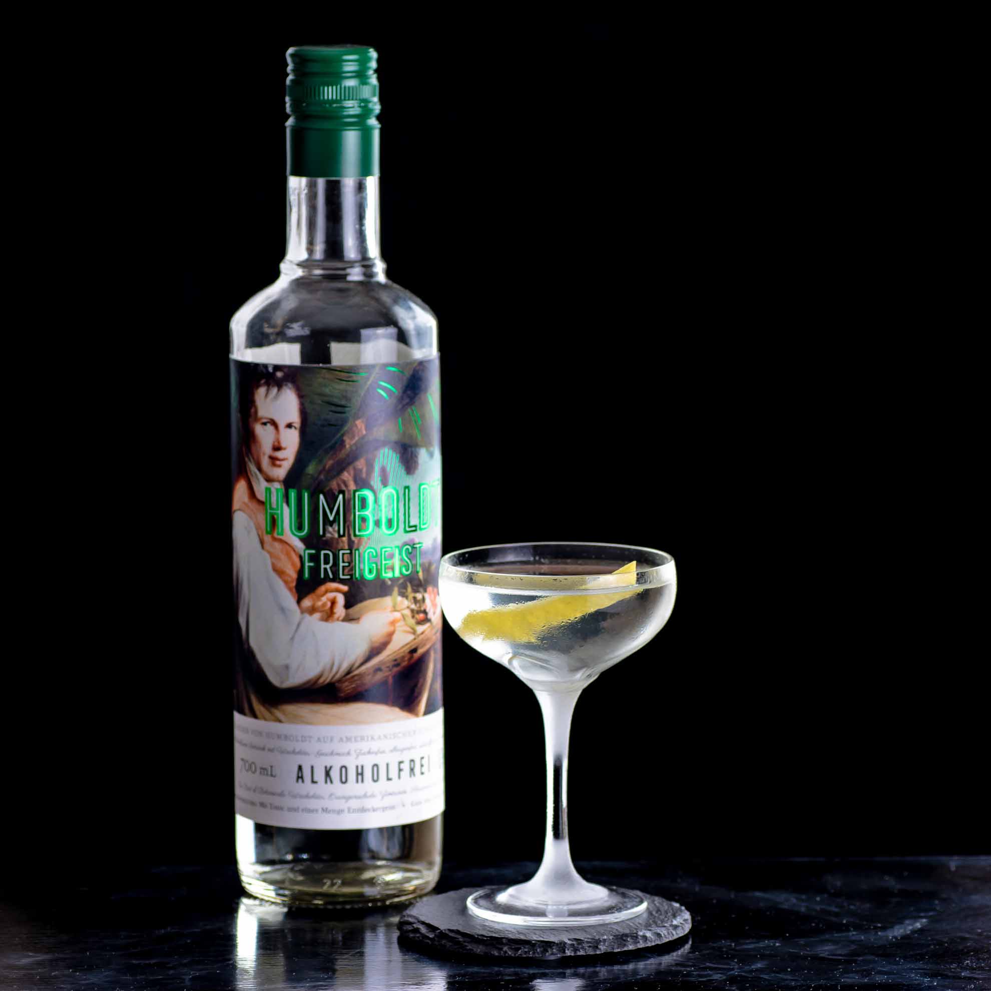 Humboldt Freigeist in einem nicht ganz alkoholfreien, aber sehr leichten Martini.