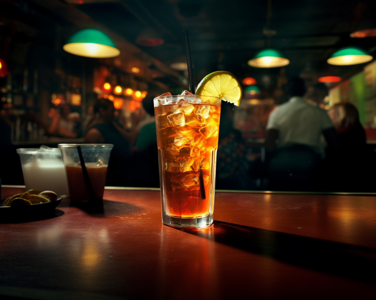 Der Long Island Iced Tea besteht aus Cola, Rum, Tequila, Triple Sec, Wodka, Gin und Limettensaft.