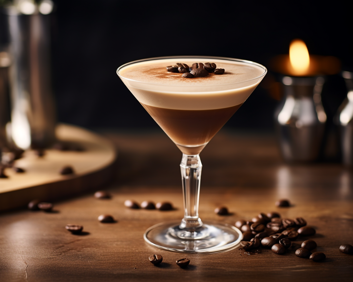Ein Espresso Martini mit Espresso, Kaffee-Likör und Wodka.