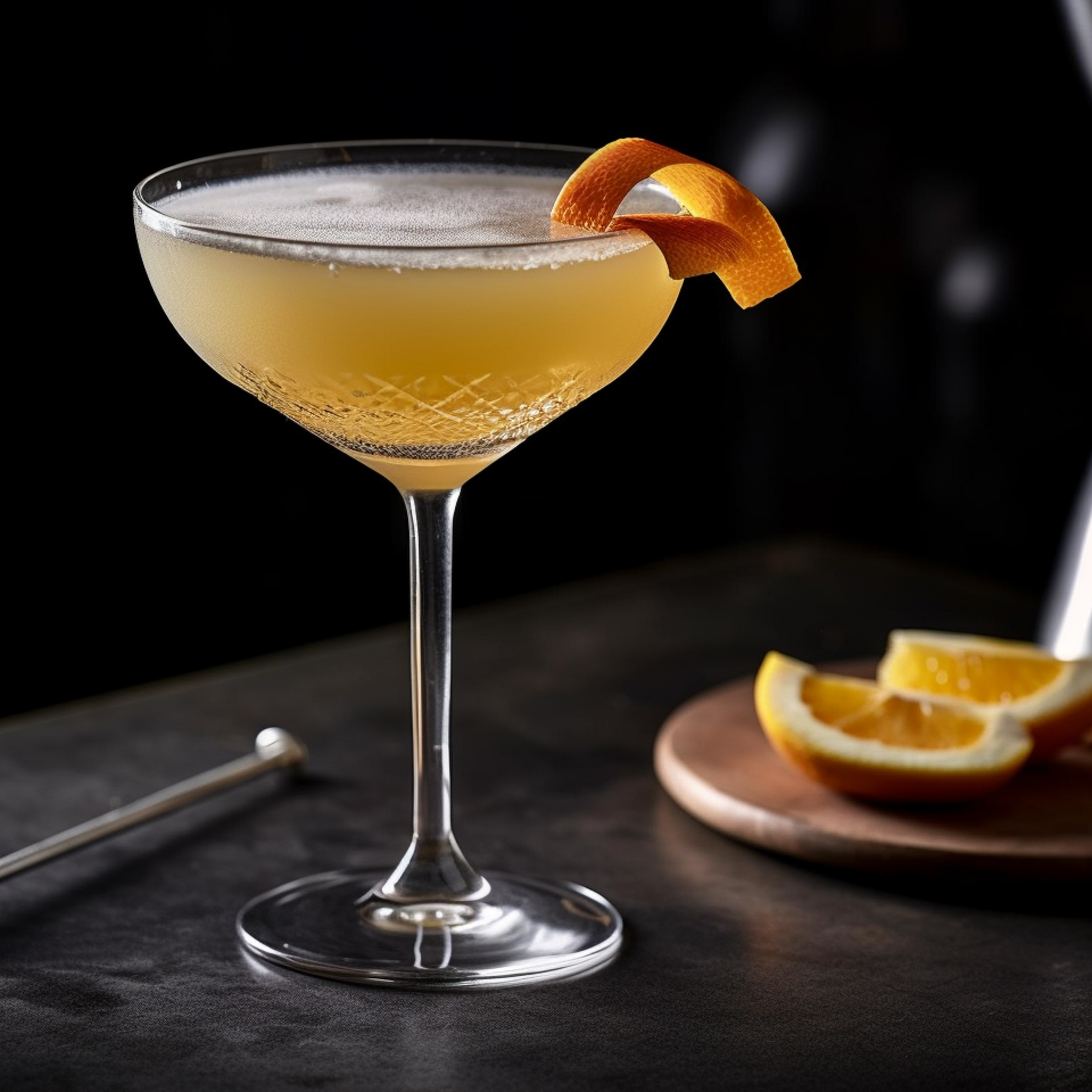 Ein Breakfast Martini Cocktail mit Gin, Orangenlikör, Orangenmarmelade und Zitronensaft.