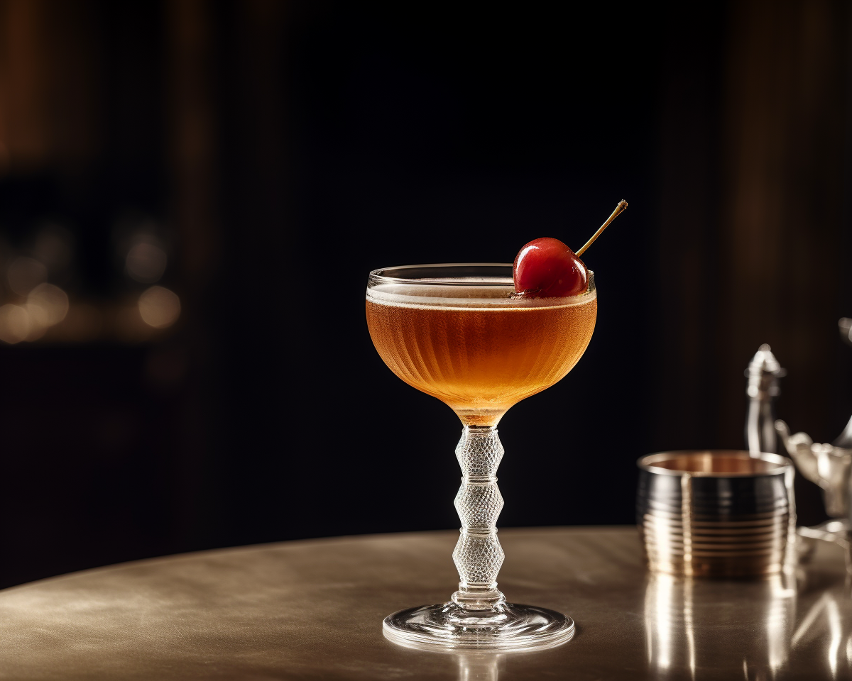 Ein A La Lousiane Cocktail aus Rye Whiskey, rotem Wermut, Benedictine, Absinth und Peychaud's Bitters.