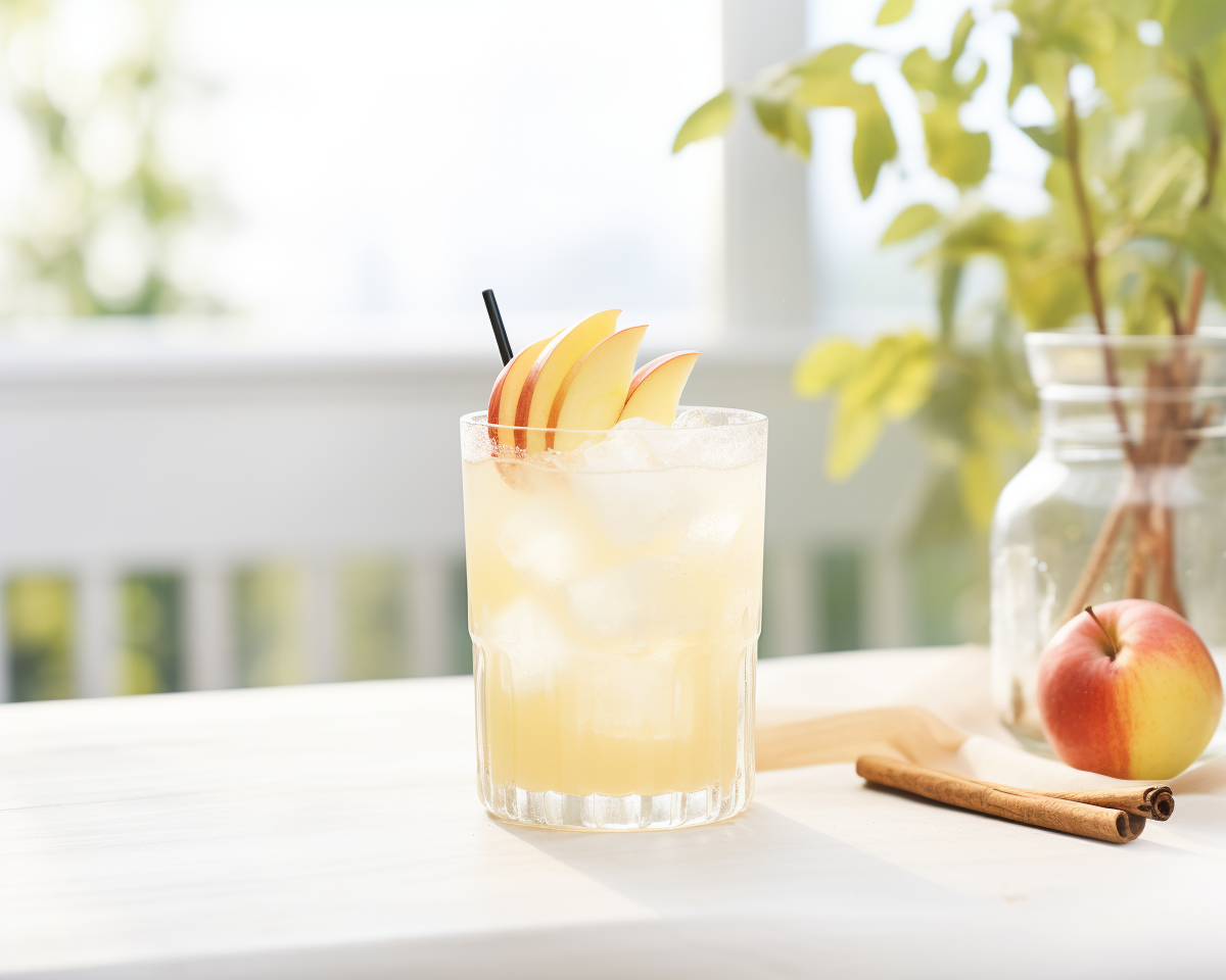 Eine Apple Cider Margarita mit Triple Sec, Zitronensaft, Tequila und naturtrübem Apfelsaft.