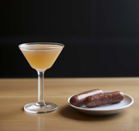 Ein Frankfurtini Cocktail - der deutsche Dirty Martini.
