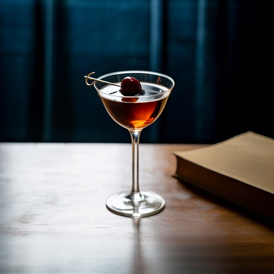 Ein Black Manhattan Cocktail mit Amaro, Rye Whiskey und Bitters.