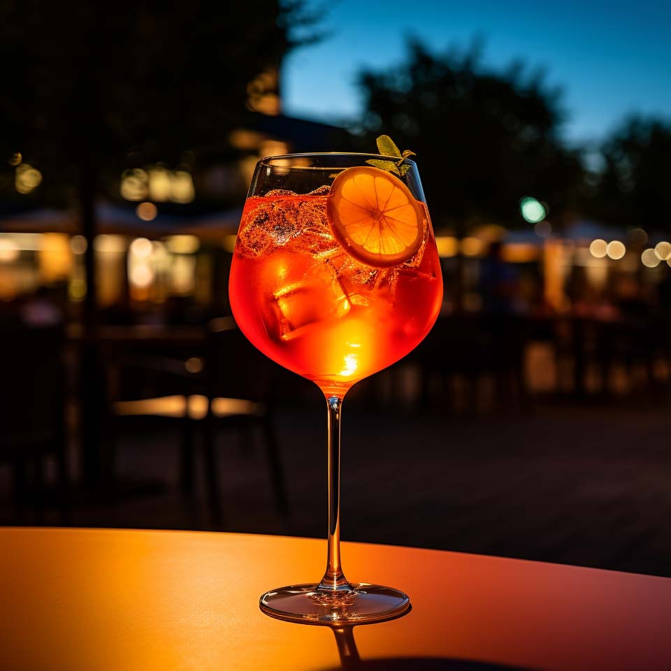 Ein Campari Amalfi aus Campari und Bitter Lemon.