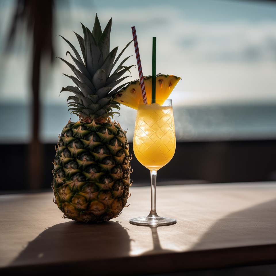 Ein erfrischender Ananas-Cocktail ist einfach das Beste am Strand.