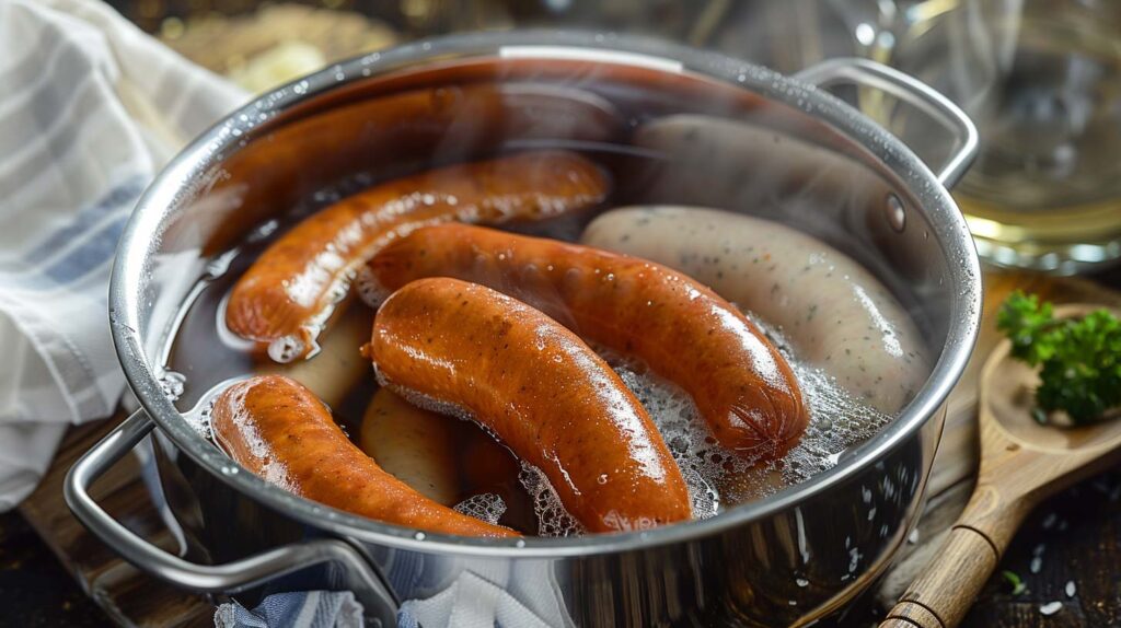 Ist aufwendig, lohnt sich aber: eigenes Wurstwasser für den Frankfurtini.