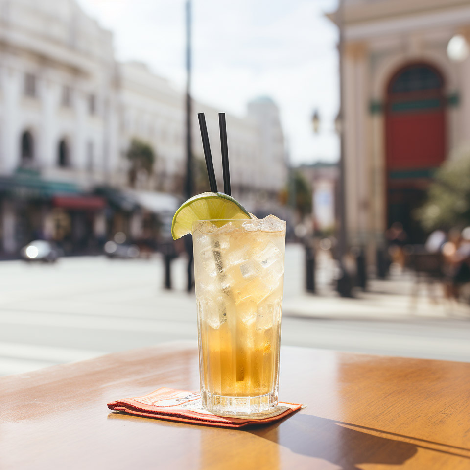 Ein Chilcano mit Pisco, Limettensaft und Ginger Ale.