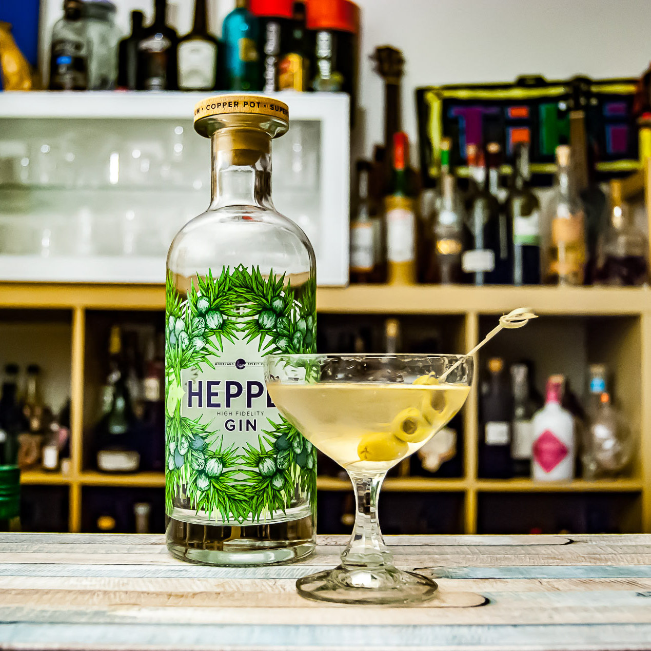 Hepple Gin in einem Dirty Martini Cocktail.