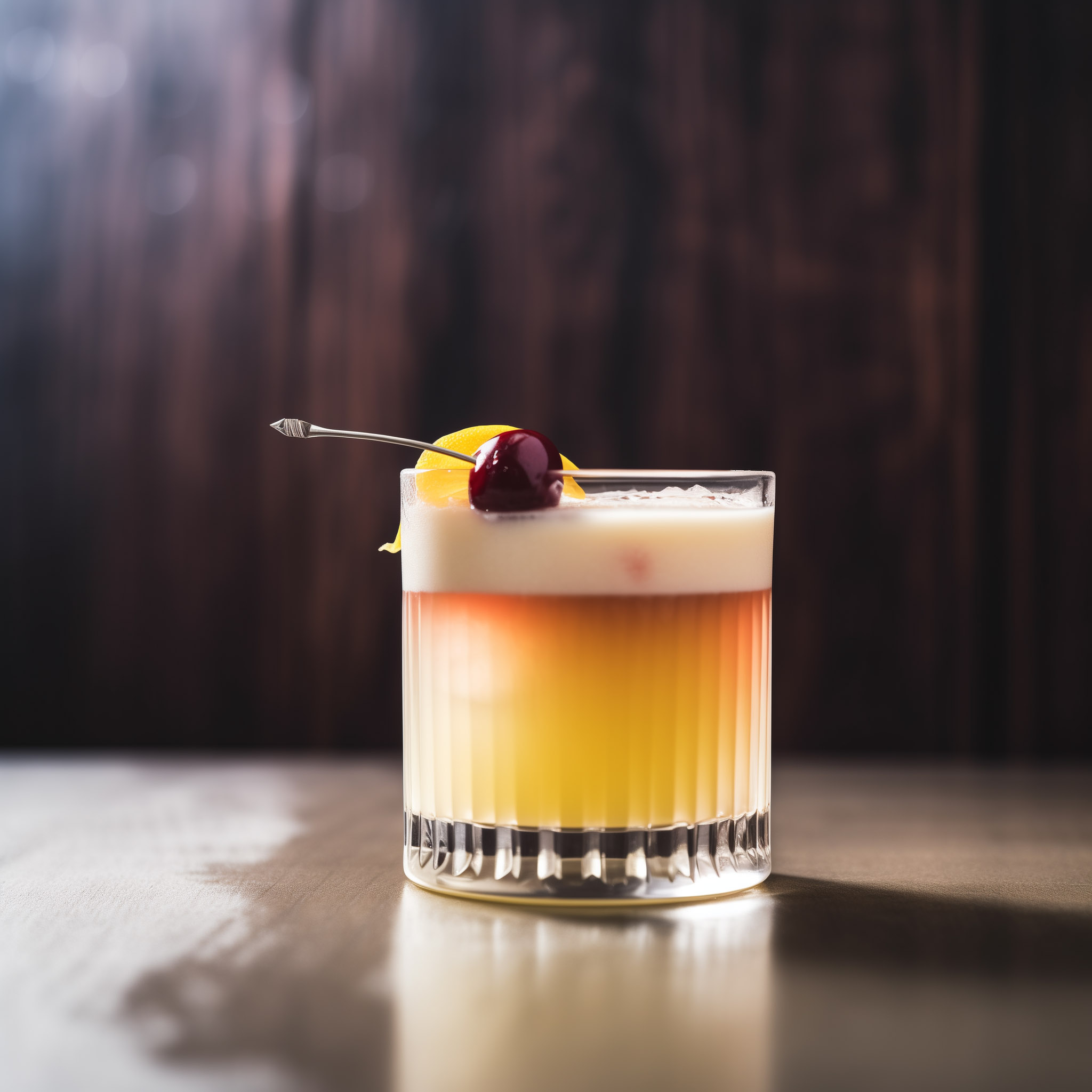 Ein Continental Sour mit Whisky, Portwein, Zitronensaft und Zuckersirup.