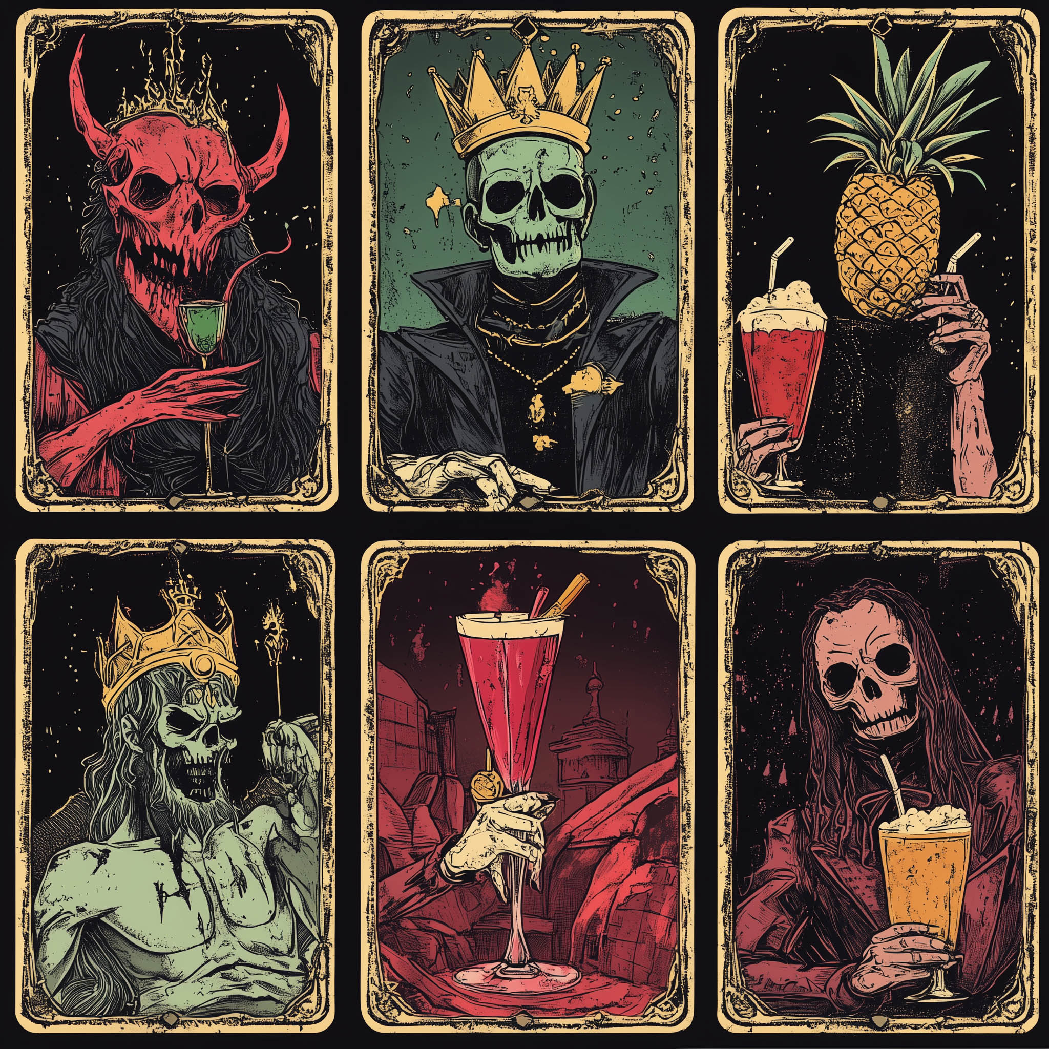 Das Cocktail-Horoskop, manifestiert als Tarot-Karten.