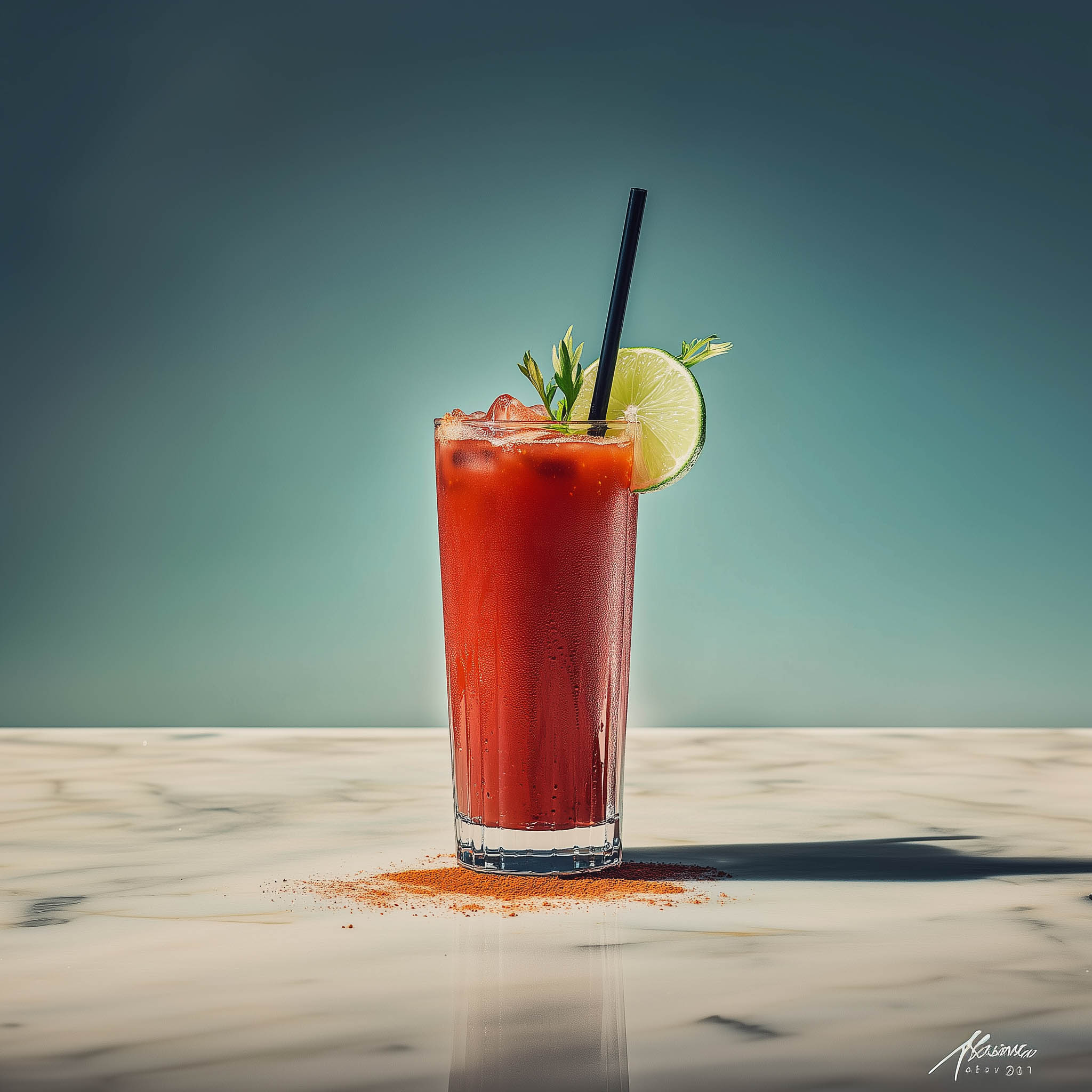 Eine Virgin Bloody Mary mit Sangrita, Selleriesaft und Gochujang-Paste.